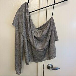 NWT Zara Silver Glitter One Shoulder Ruffle Too Women’s Small Holiday Party